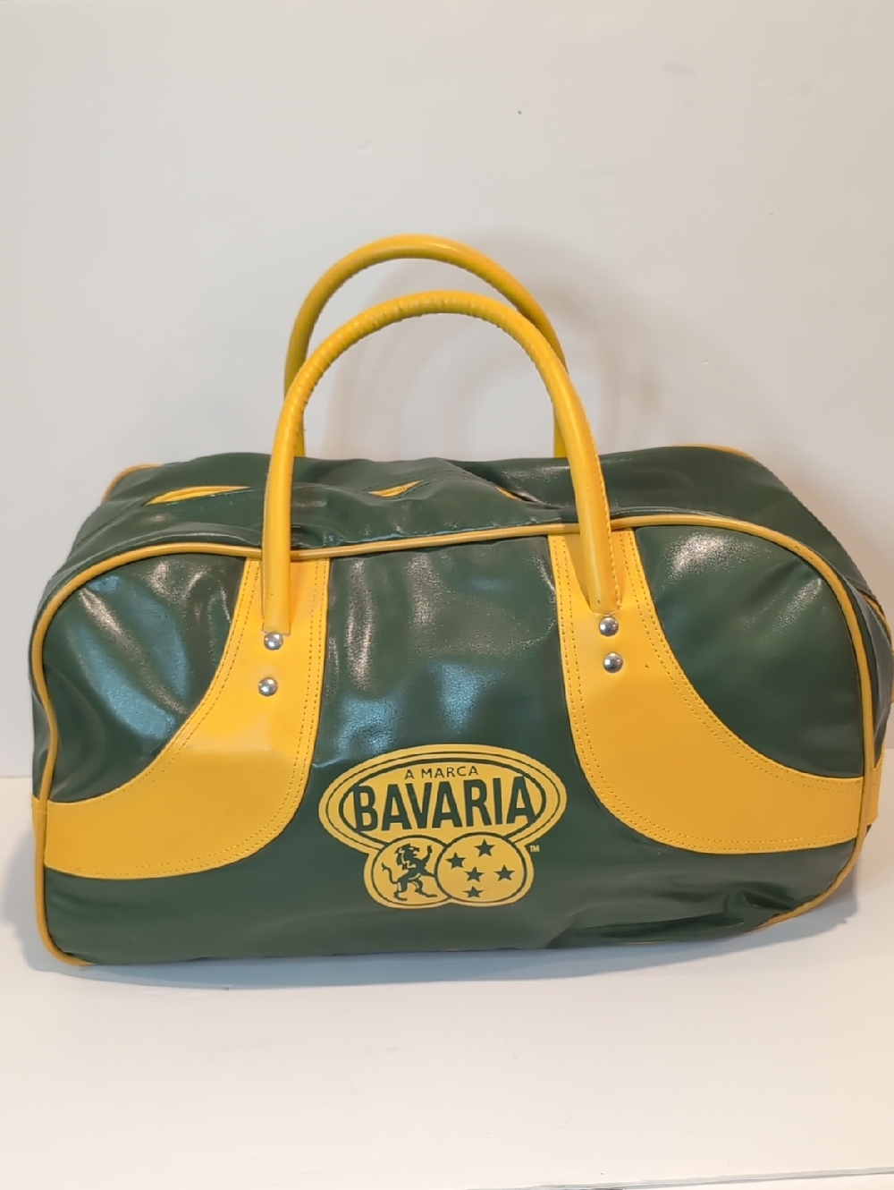 Bavaria  Beer Green and Yellow Retro Vinyl Duffel Gym Bag
